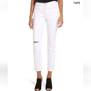 GRLFRND Distressed Naomi Color Florence Cotton White Jeans size 32